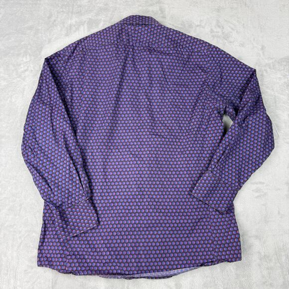 Thomas Pink London Slim Fit Pattern Dress Shirt Purple Men 16/41cm Luxury Design - Picture 3 of 9